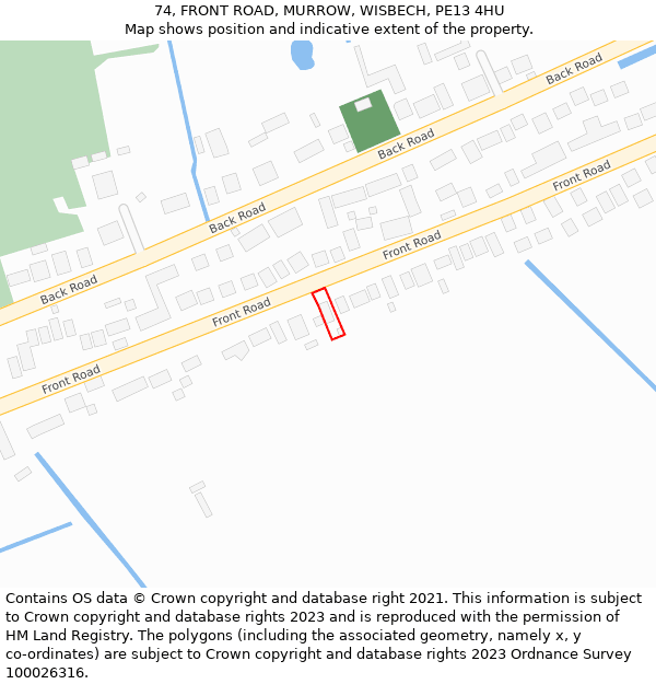 74, FRONT ROAD, MURROW, WISBECH, PE13 4HU: Location map and indicative extent of plot