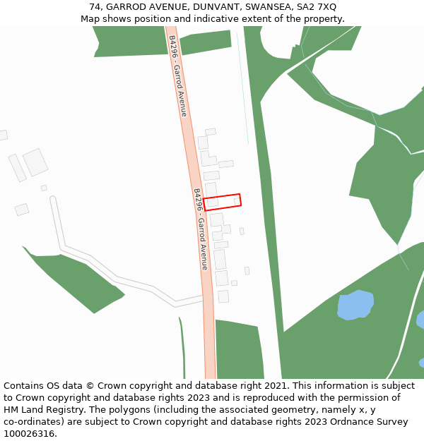 74, GARROD AVENUE, DUNVANT, SWANSEA, SA2 7XQ: Location map and indicative extent of plot
