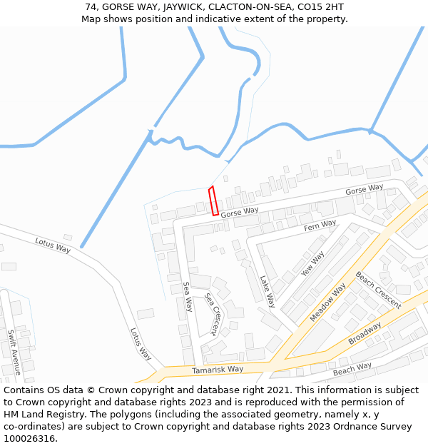 74, GORSE WAY, JAYWICK, CLACTON-ON-SEA, CO15 2HT: Location map and indicative extent of plot