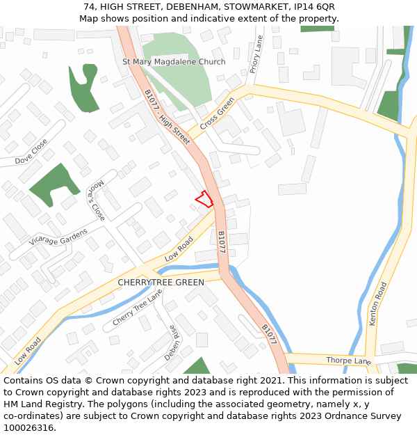 74, HIGH STREET, DEBENHAM, STOWMARKET, IP14 6QR: Location map and indicative extent of plot