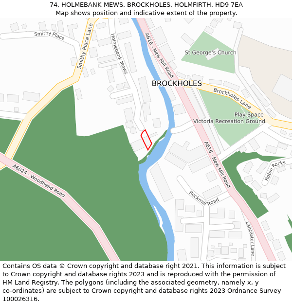 74, HOLMEBANK MEWS, BROCKHOLES, HOLMFIRTH, HD9 7EA: Location map and indicative extent of plot