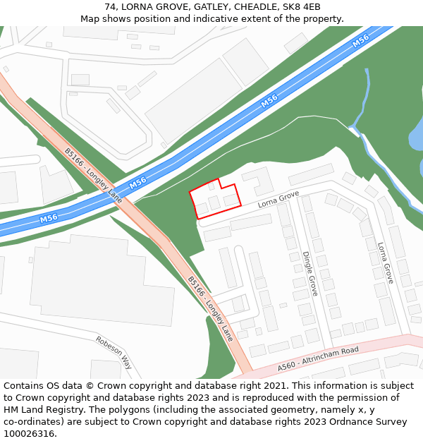 74, LORNA GROVE, GATLEY, CHEADLE, SK8 4EB: Location map and indicative extent of plot