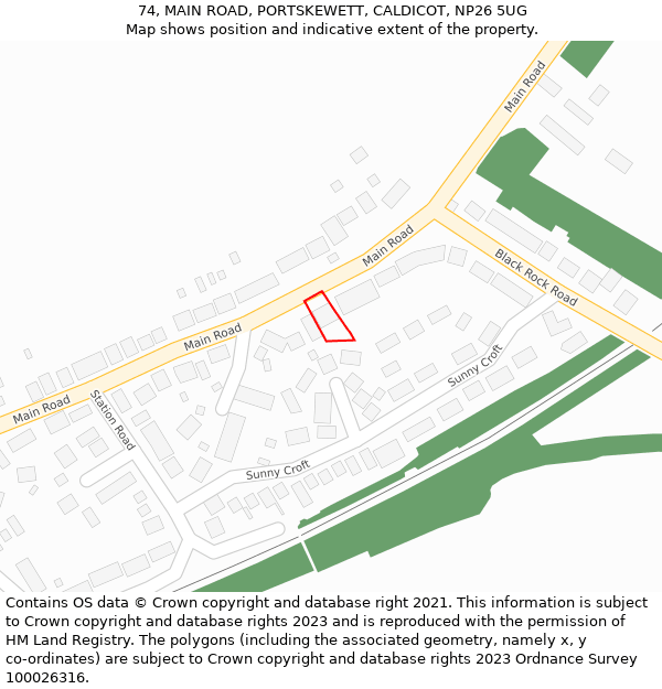 74, MAIN ROAD, PORTSKEWETT, CALDICOT, NP26 5UG: Location map and indicative extent of plot