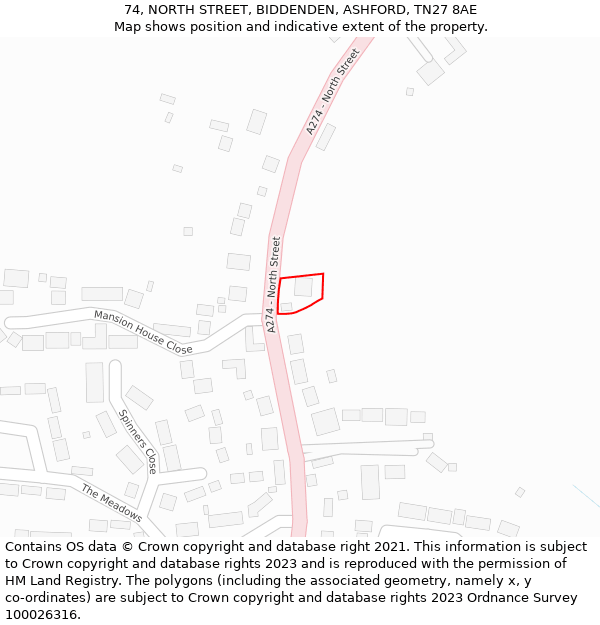 74, NORTH STREET, BIDDENDEN, ASHFORD, TN27 8AE: Location map and indicative extent of plot