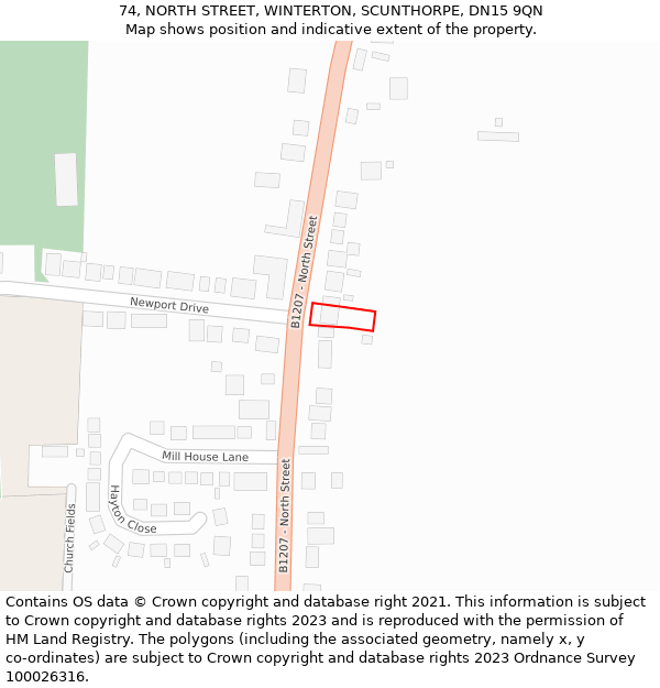 74, NORTH STREET, WINTERTON, SCUNTHORPE, DN15 9QN: Location map and indicative extent of plot