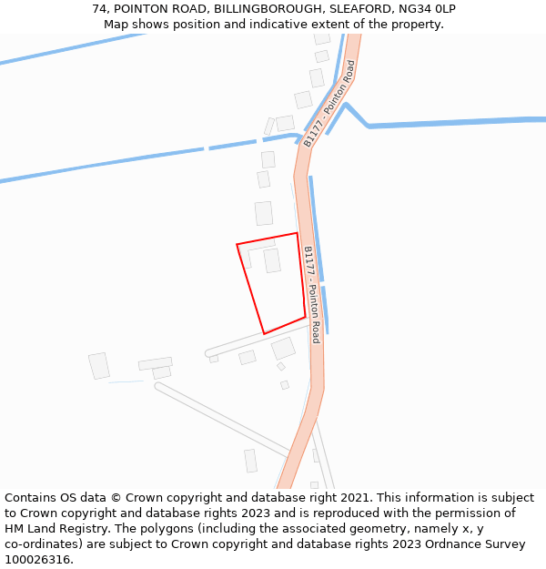 74, POINTON ROAD, BILLINGBOROUGH, SLEAFORD, NG34 0LP: Location map and indicative extent of plot