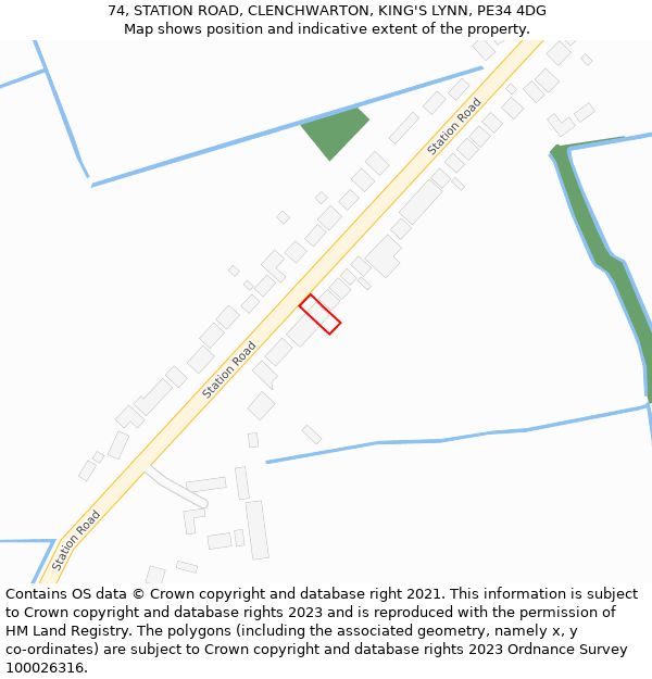 74, STATION ROAD, CLENCHWARTON, KING'S LYNN, PE34 4DG: Location map and indicative extent of plot