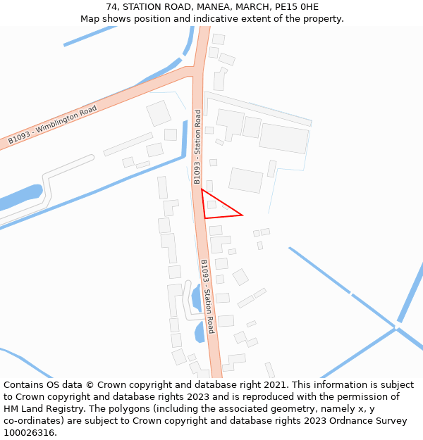 74, STATION ROAD, MANEA, MARCH, PE15 0HE: Location map and indicative extent of plot