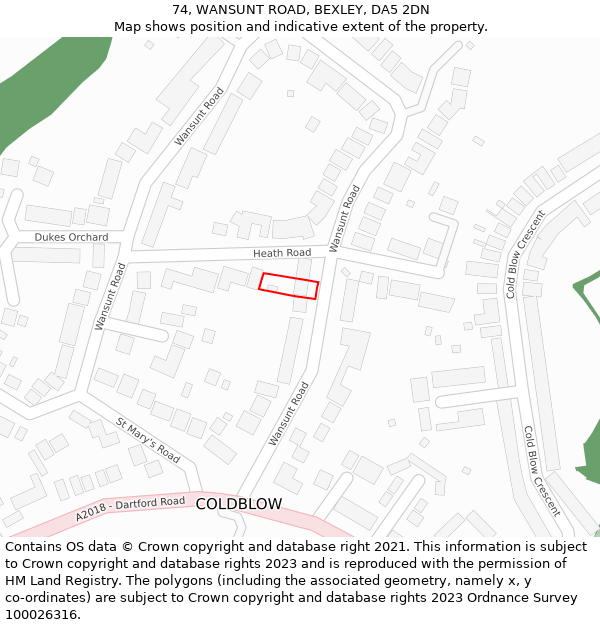 74, WANSUNT ROAD, BEXLEY, DA5 2DN: Location map and indicative extent of plot