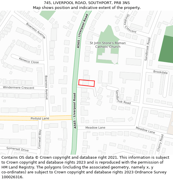 745, LIVERPOOL ROAD, SOUTHPORT, PR8 3NS: Location map and indicative extent of plot