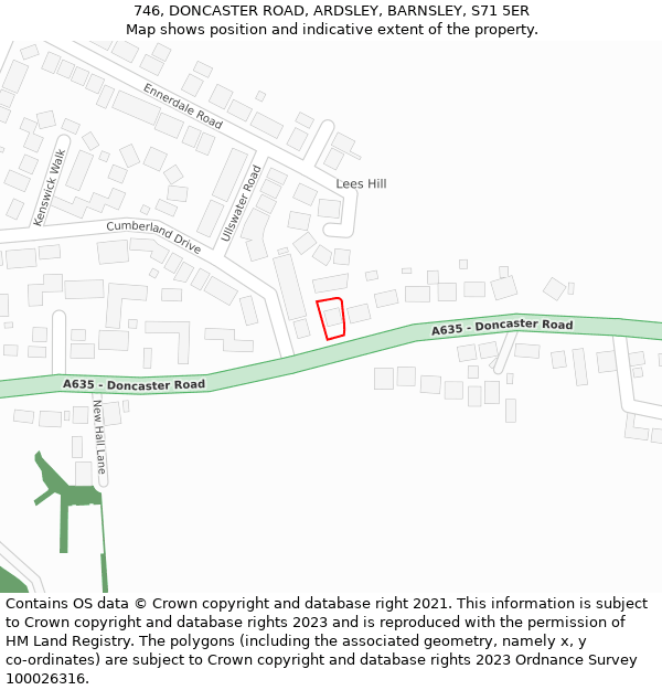 746, DONCASTER ROAD, ARDSLEY, BARNSLEY, S71 5ER: Location map and indicative extent of plot