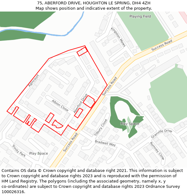 75, ABERFORD DRIVE, HOUGHTON LE SPRING, DH4 4ZH: Location map and indicative extent of plot