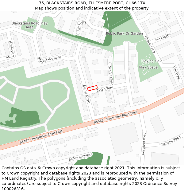 75, BLACKSTAIRS ROAD, ELLESMERE PORT, CH66 1TX: Location map and indicative extent of plot