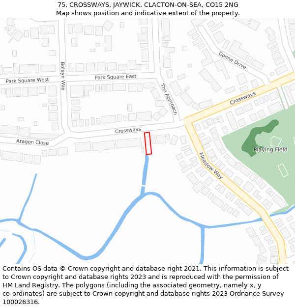 75, CROSSWAYS, JAYWICK, CLACTON-ON-SEA, CO15 2NG: Location map and indicative extent of plot