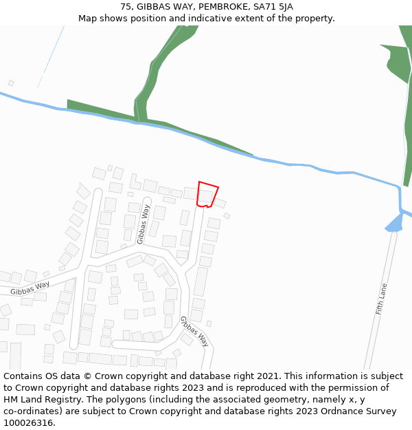 75, GIBBAS WAY, PEMBROKE, SA71 5JA: Location map and indicative extent of plot