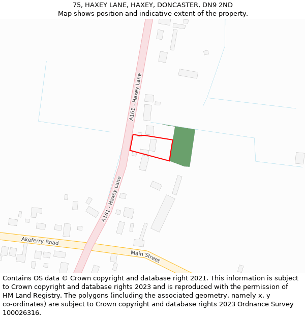 75, HAXEY LANE, HAXEY, DONCASTER, DN9 2ND: Location map and indicative extent of plot