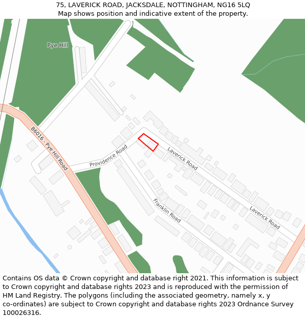 75, LAVERICK ROAD, JACKSDALE, NOTTINGHAM, NG16 5LQ: Location map and indicative extent of plot