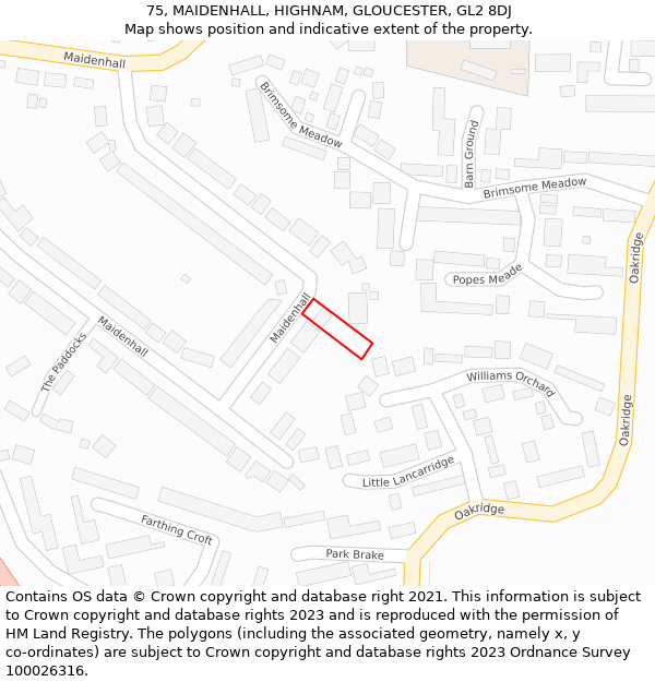 75, MAIDENHALL, HIGHNAM, GLOUCESTER, GL2 8DJ: Location map and indicative extent of plot