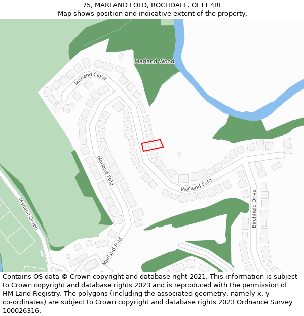 75, MARLAND FOLD, ROCHDALE, OL11 4RF: Location map and indicative extent of plot