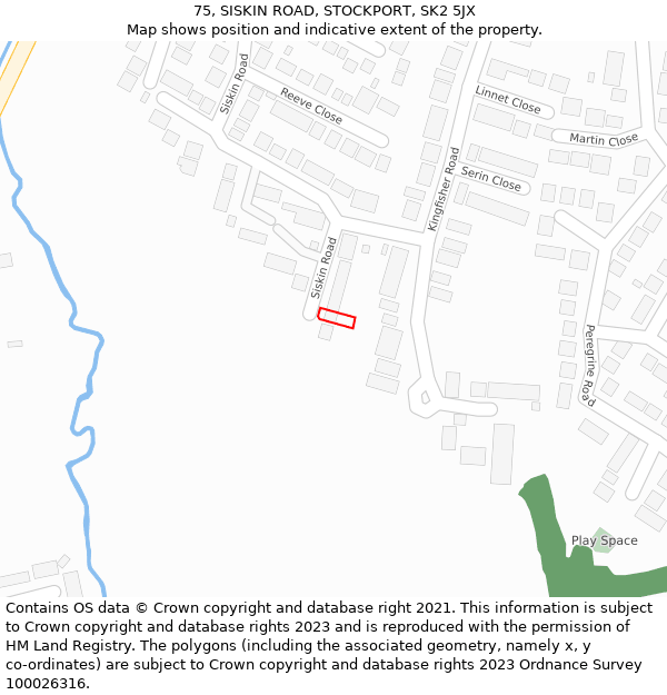 75, SISKIN ROAD, STOCKPORT, SK2 5JX: Location map and indicative extent of plot