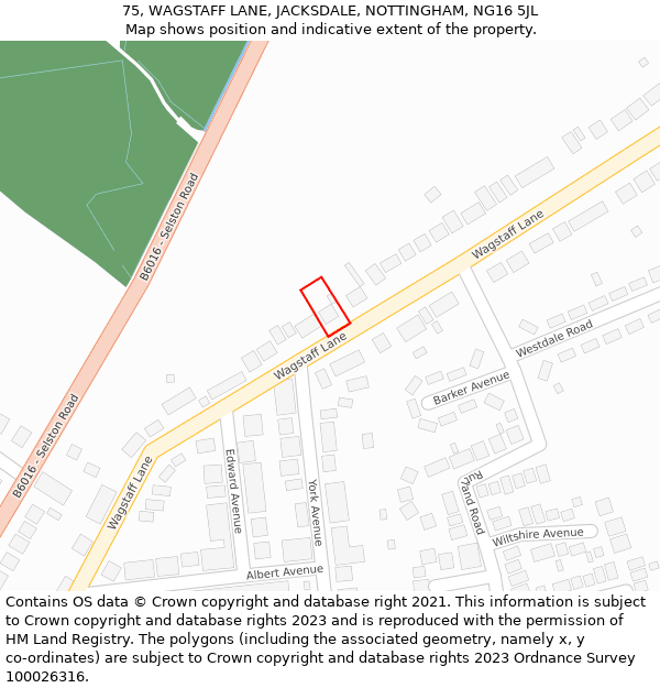 75, WAGSTAFF LANE, JACKSDALE, NOTTINGHAM, NG16 5JL: Location map and indicative extent of plot