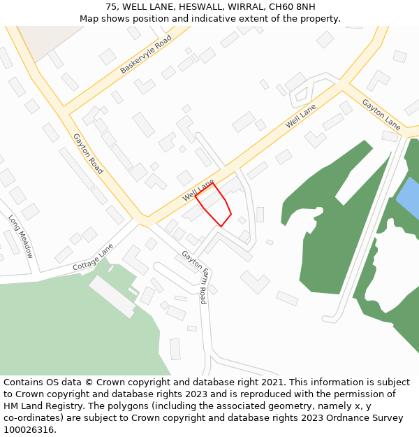 75, WELL LANE, HESWALL, WIRRAL, CH60 8NH: Location map and indicative extent of plot