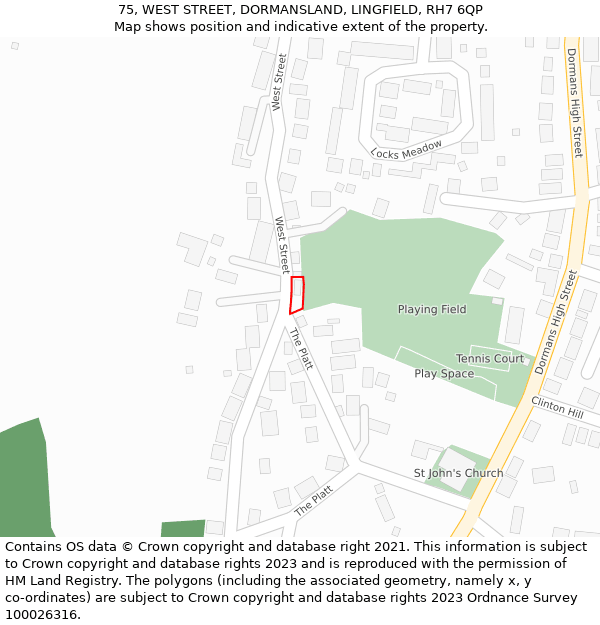 75, WEST STREET, DORMANSLAND, LINGFIELD, RH7 6QP: Location map and indicative extent of plot