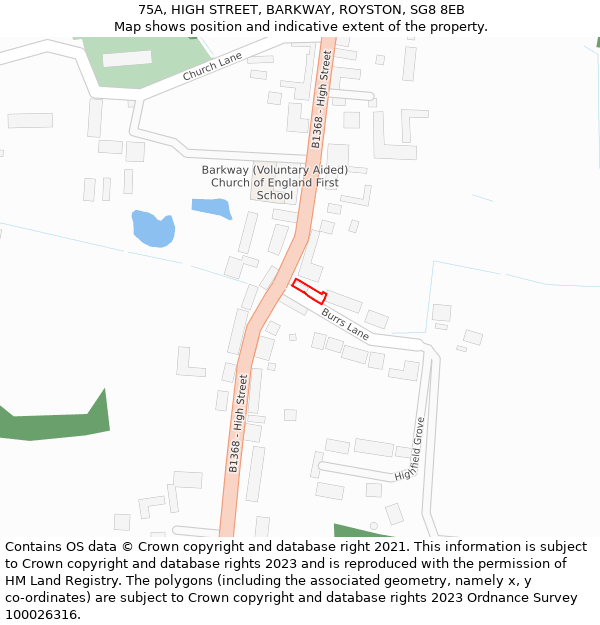 75A, HIGH STREET, BARKWAY, ROYSTON, SG8 8EB: Location map and indicative extent of plot