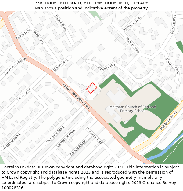 75B, HOLMFIRTH ROAD, MELTHAM, HOLMFIRTH, HD9 4DA: Location map and indicative extent of plot