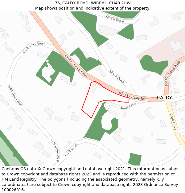 76, CALDY ROAD, WIRRAL, CH48 2HW: Location map and indicative extent of plot
