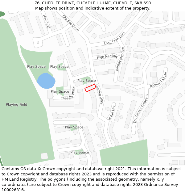 76, CHEDLEE DRIVE, CHEADLE HULME, CHEADLE, SK8 6SR: Location map and indicative extent of plot