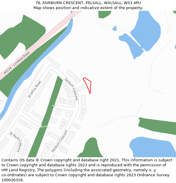 76, FAIRBURN CRESCENT, PELSALL, WALSALL, WS3 4PU: Location map and indicative extent of plot