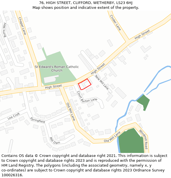 76, HIGH STREET, CLIFFORD, WETHERBY, LS23 6HJ: Location map and indicative extent of plot