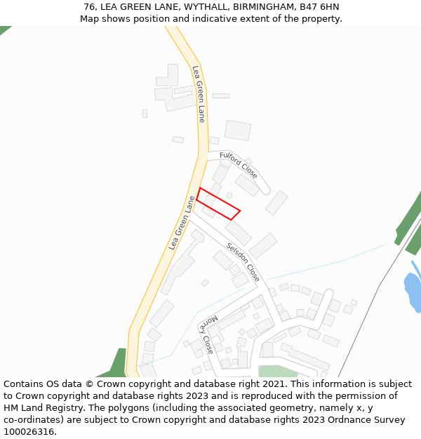 76, LEA GREEN LANE, WYTHALL, BIRMINGHAM, B47 6HN: Location map and indicative extent of plot