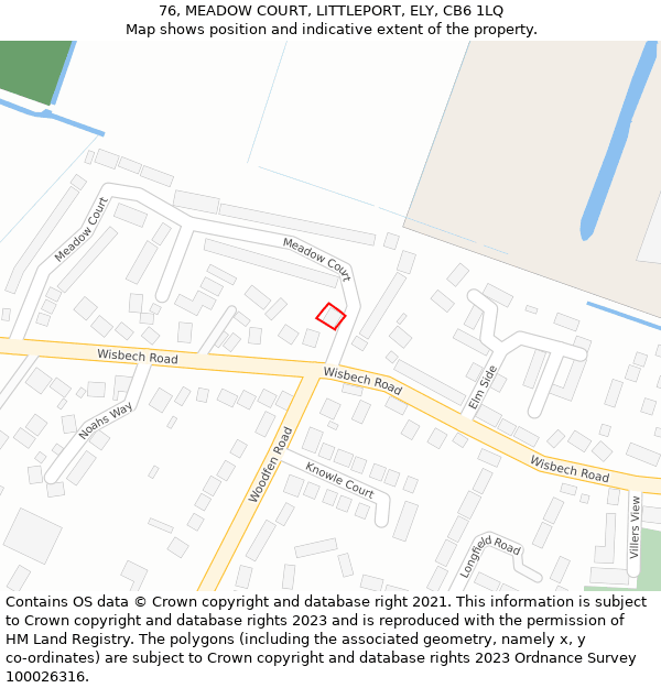 76, MEADOW COURT, LITTLEPORT, ELY, CB6 1LQ: Location map and indicative extent of plot