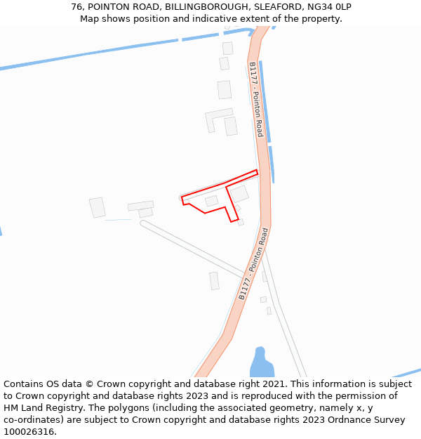 76, POINTON ROAD, BILLINGBOROUGH, SLEAFORD, NG34 0LP: Location map and indicative extent of plot