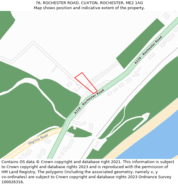 76, ROCHESTER ROAD, CUXTON, ROCHESTER, ME2 1AG: Location map and indicative extent of plot