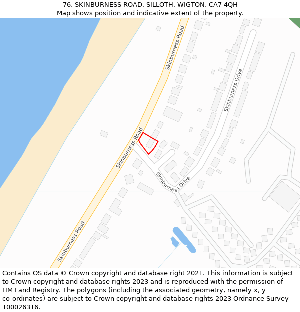 76, SKINBURNESS ROAD, SILLOTH, WIGTON, CA7 4QH: Location map and indicative extent of plot