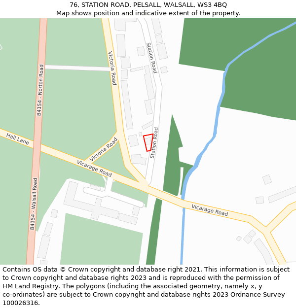 76, STATION ROAD, PELSALL, WALSALL, WS3 4BQ: Location map and indicative extent of plot