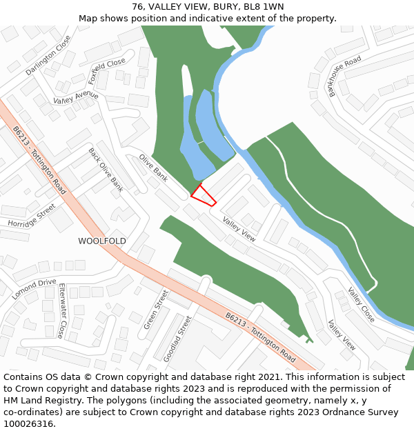 76, VALLEY VIEW, BURY, BL8 1WN: Location map and indicative extent of plot