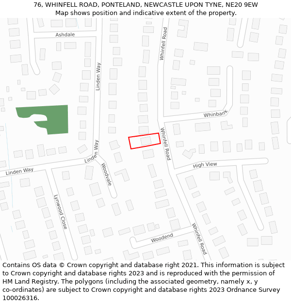 76, WHINFELL ROAD, PONTELAND, NEWCASTLE UPON TYNE, NE20 9EW: Location map and indicative extent of plot