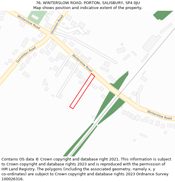 76, WINTERSLOW ROAD, PORTON, SALISBURY, SP4 0JU: Location map and indicative extent of plot