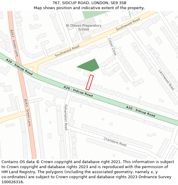 767, SIDCUP ROAD, LONDON, SE9 3SB: Location map and indicative extent of plot