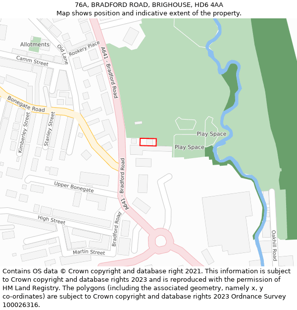 76A, BRADFORD ROAD, BRIGHOUSE, HD6 4AA: Location map and indicative extent of plot
