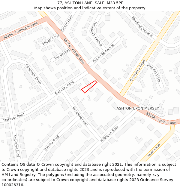 77, ASHTON LANE, SALE, M33 5PE: Location map and indicative extent of plot