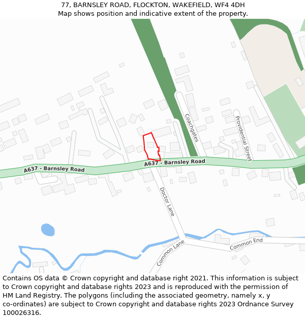 77, BARNSLEY ROAD, FLOCKTON, WAKEFIELD, WF4 4DH: Location map and indicative extent of plot