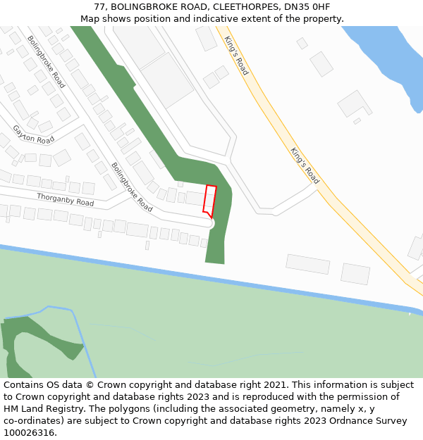 77, BOLINGBROKE ROAD, CLEETHORPES, DN35 0HF: Location map and indicative extent of plot