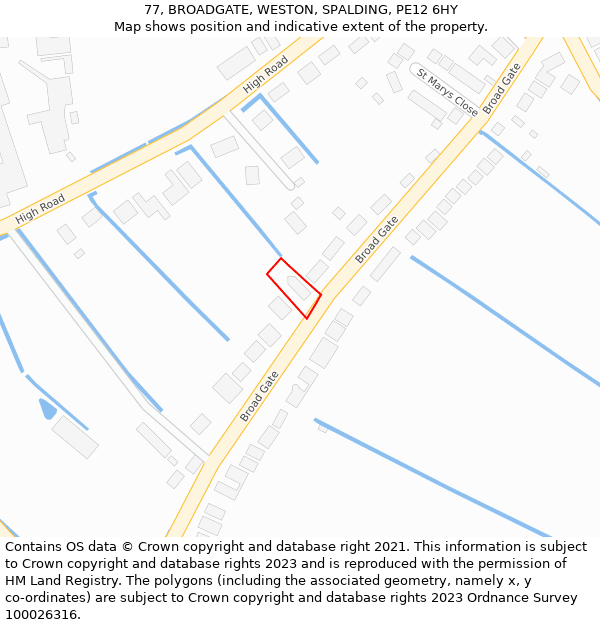 77, BROADGATE, WESTON, SPALDING, PE12 6HY: Location map and indicative extent of plot