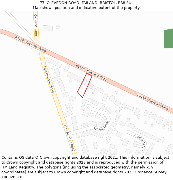 77, CLEVEDON ROAD, FAILAND, BRISTOL, BS8 3UL: Location map and indicative extent of plot