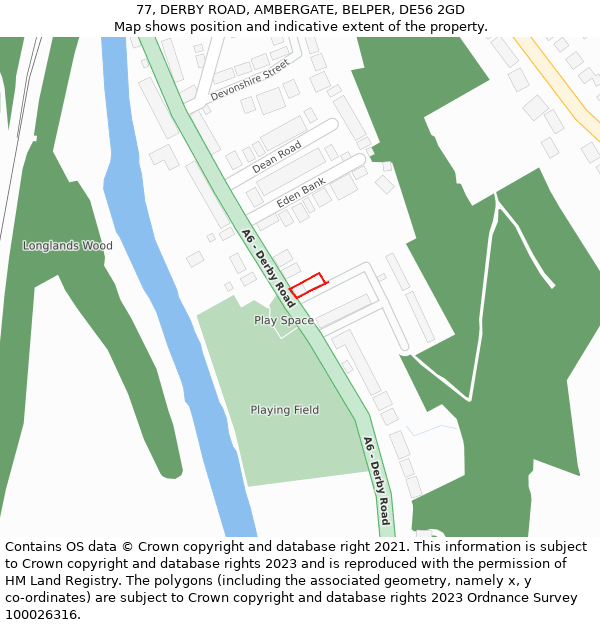 77, DERBY ROAD, AMBERGATE, BELPER, DE56 2GD: Location map and indicative extent of plot